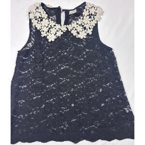 Women's By Eloise Lace Peter Pan Collar Sleeveless Blouse Size M